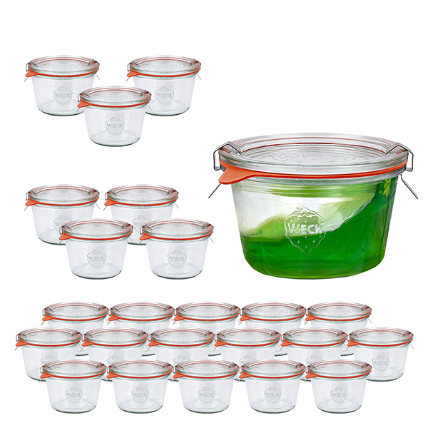 Set di 24 vasetti Weck da 370 ml con 24 coperchi in vetro, 2