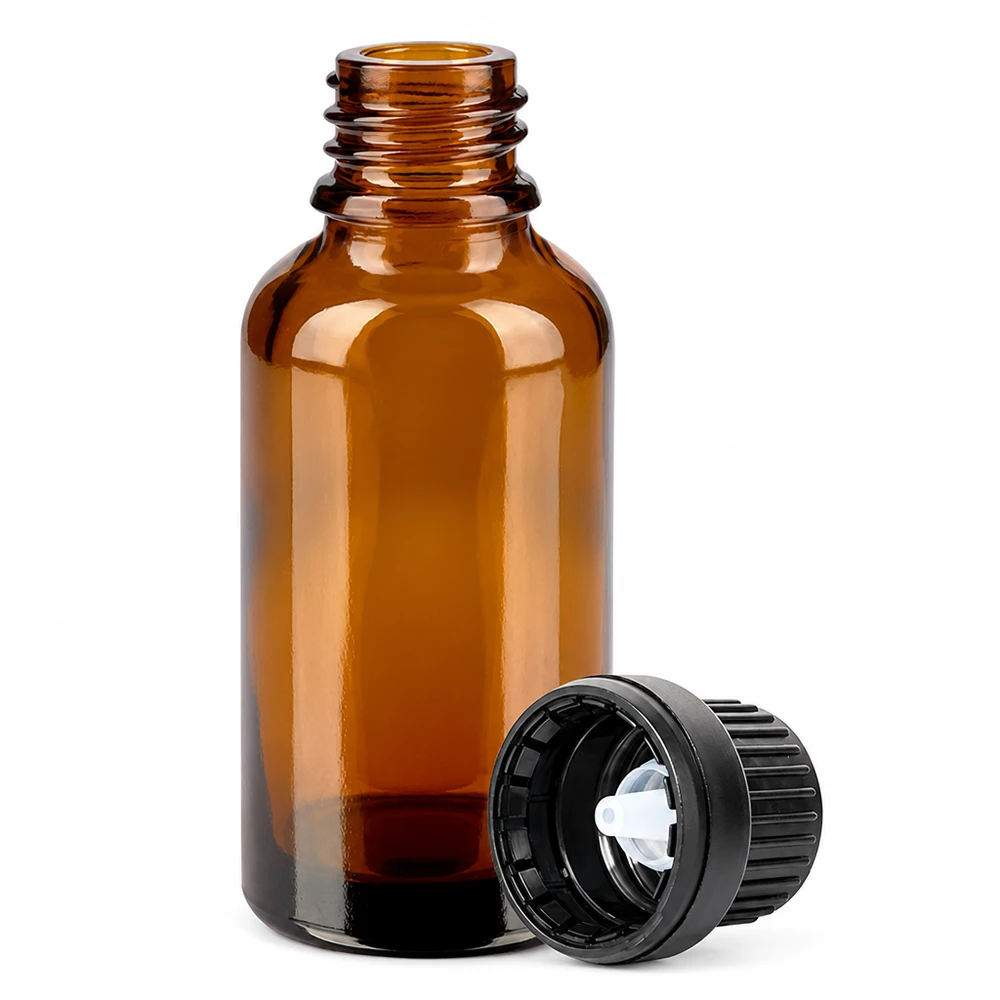 Flacone contagocce da 30 ml 2 mm nero OV BrownLine UT18/30 Flacone professionale da laboratorio da 30 ml marrone con tappo nero per applicazioni precise