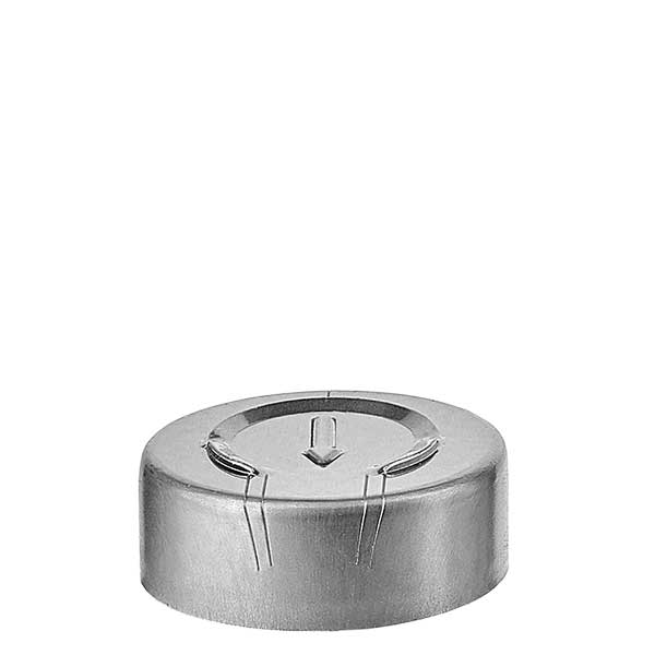 Tappo a crimpare 20,25 x 7,4 mm con strappo completo, argento