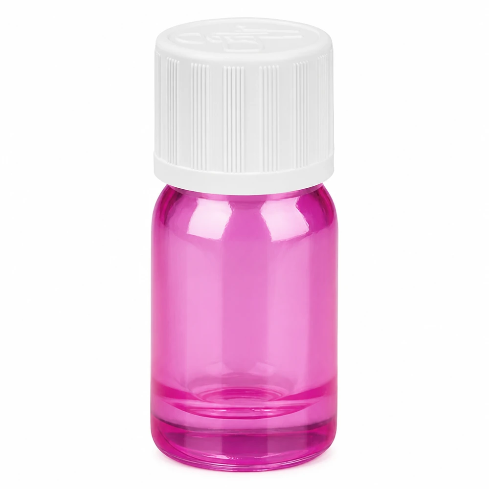 Bottiglia da 5ml tappo a vite 11mm bianco standard a prova di bambino PurpleLine UT18/5 Elegante flacone viola da 5 ml in vetro speciale con tappo sicuro per prodotti di alta qualità