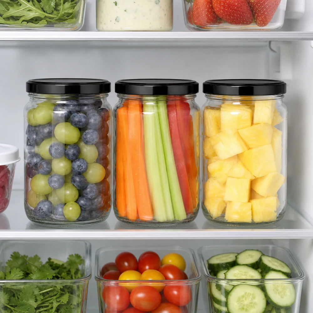Barattolo rotondo da 1700 ml con coperchio BasicSeal nero UNiTWIST. Organizzatore per frigorifero 1700ml barattolo rotondo nero BasicSeal coperchio frutta verdura preparazione pasti alimenti freschi