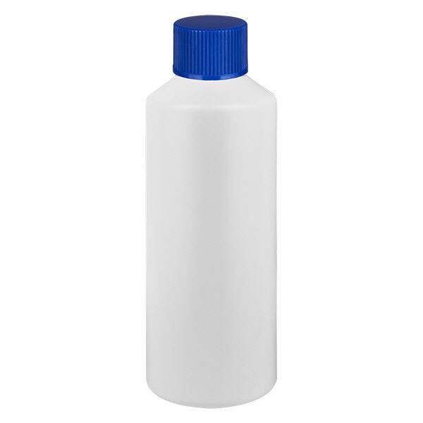 Flacone farmaceutico HDPE 100ml bianco, con SV blu