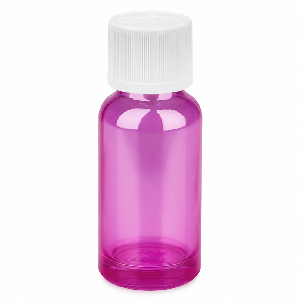 Flacone contagocce da 20 ml 1,2 mm bianco standard a prova di bambino PurpleLine.UT18/20 Flacone compatto da 20 ml con contagocce di colore viola per laboratorio e cosmetica