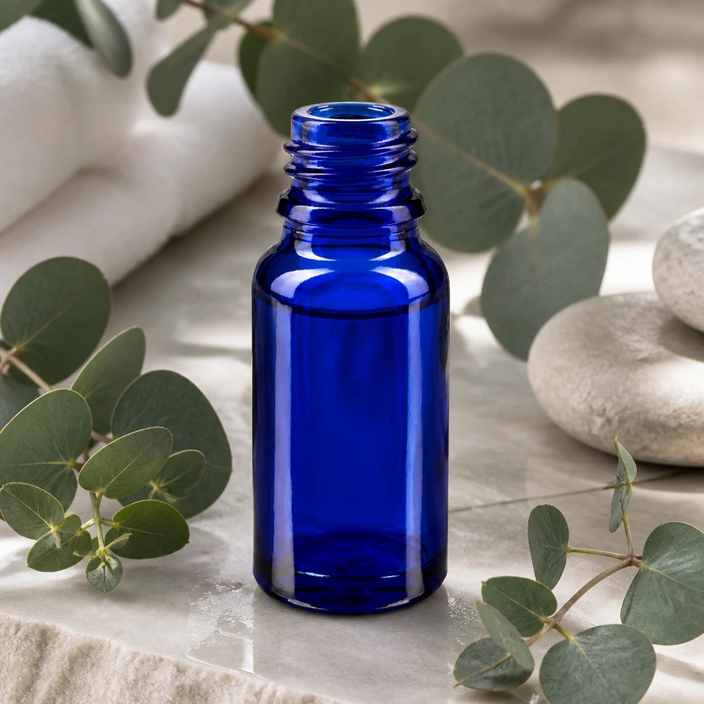 Pratico flacone da farmacia da 10 ml in vetro blu per uso mobile e da viaggio