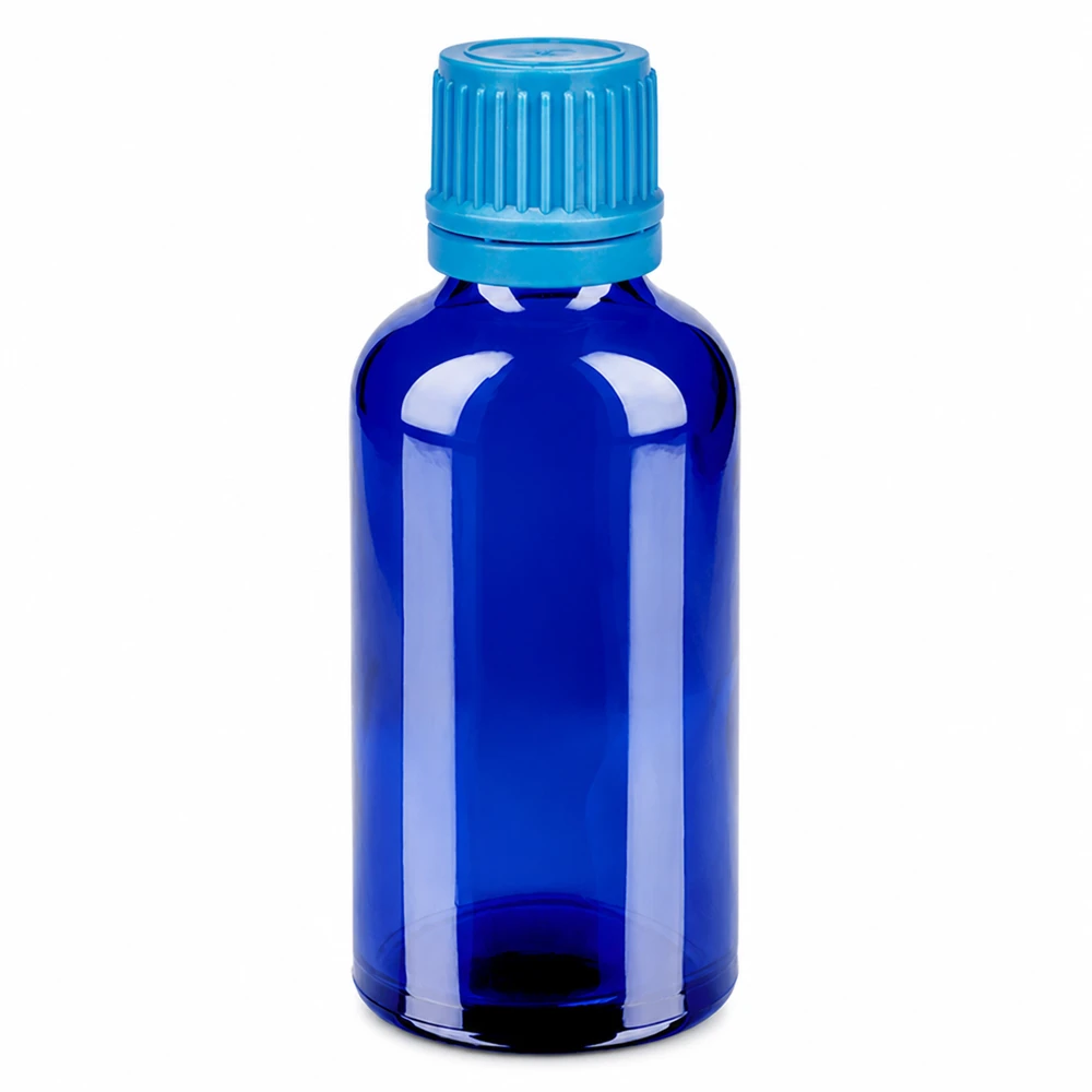 Bottiglia da 50ml 11mm SV blu OV BlueLine UT18/50 Flacone compatto da 50 ml in blu cobalto ideale per oli essenziali e tinture