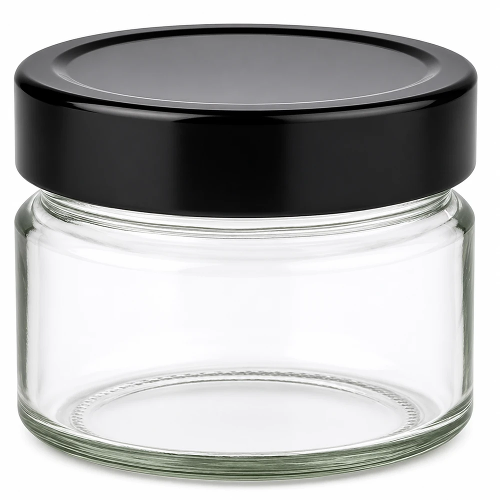 Barattolo rotondo da 130 ml con coperchio BasicSeal nero UNiTWIST Barattolo rotondo da 130 ml con coperchio BasicSeal nero UNiTWIST