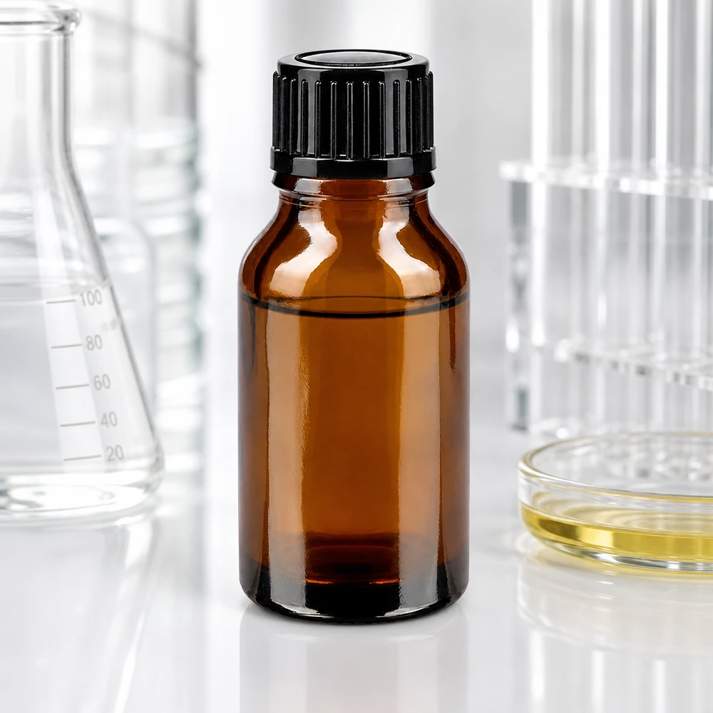 Flacone per medicinali in vetro ambrato da 15 ml con contagocce nero per applicazioni di laboratorio