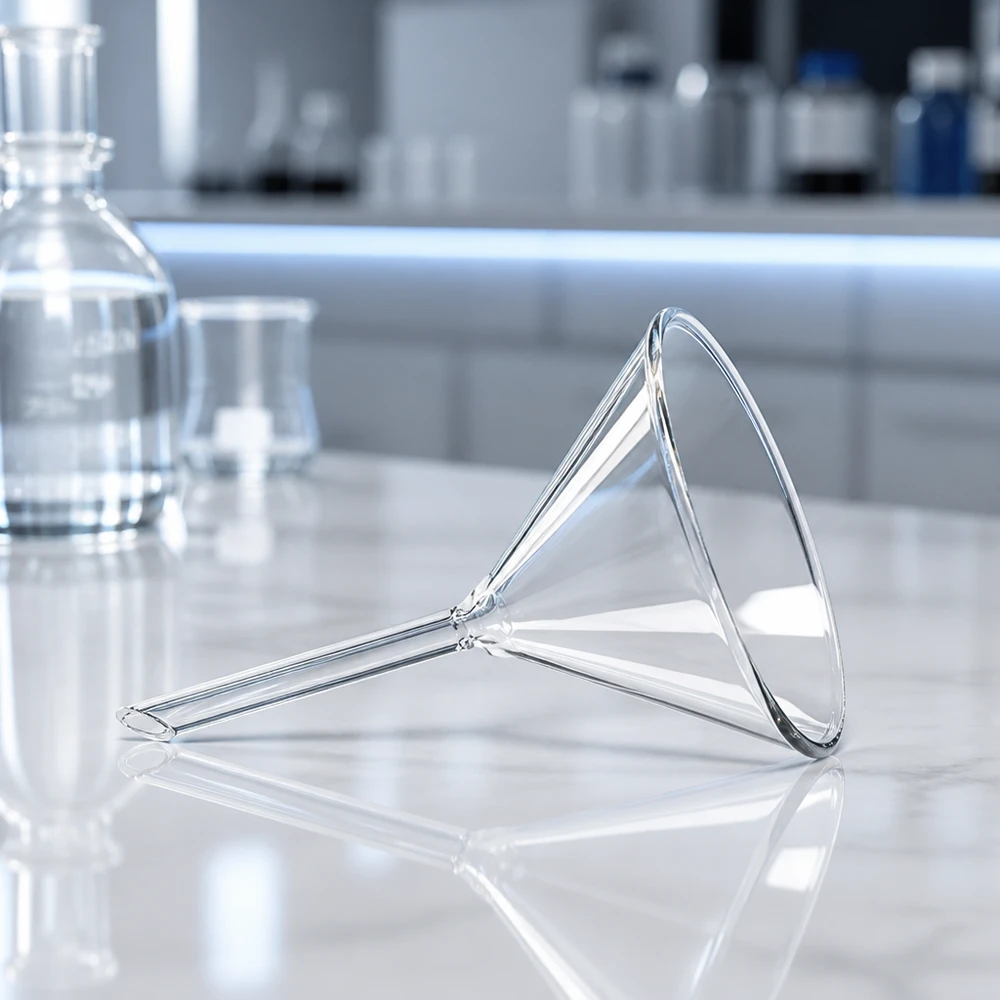 Imbuto Ø 70 mm per calce sodata, angolo 60°, stile corto Vetrini di precisione da 70 mm in resistente vetro soda-calce per ambienti di laboratorio professionali