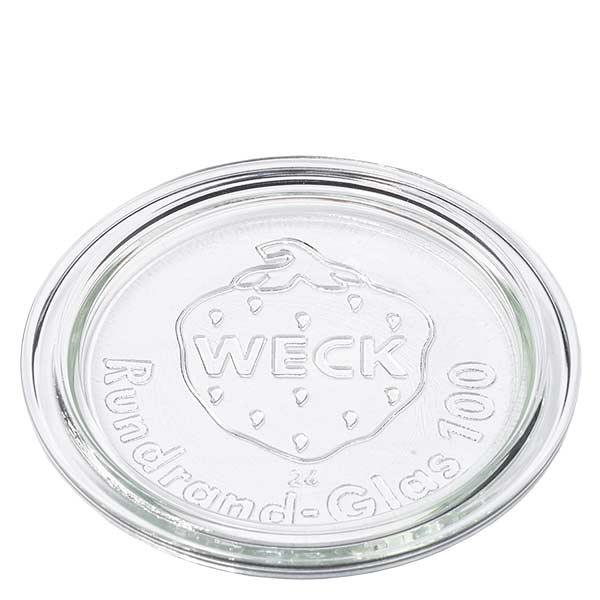 Coperchio per barattoli WECK RR100 Coperchio in vetro WECK RR100 rotondo trasparente con logo in rilievo per vasi da conserva e mason jars