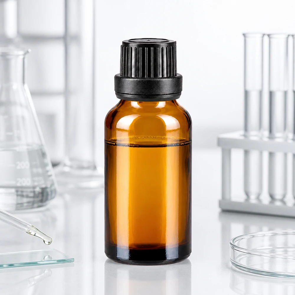 Flacone in vetro ambrato da 20 ml con contagocce da 2 mm e tappo OV a prova di bambino, di colore nero