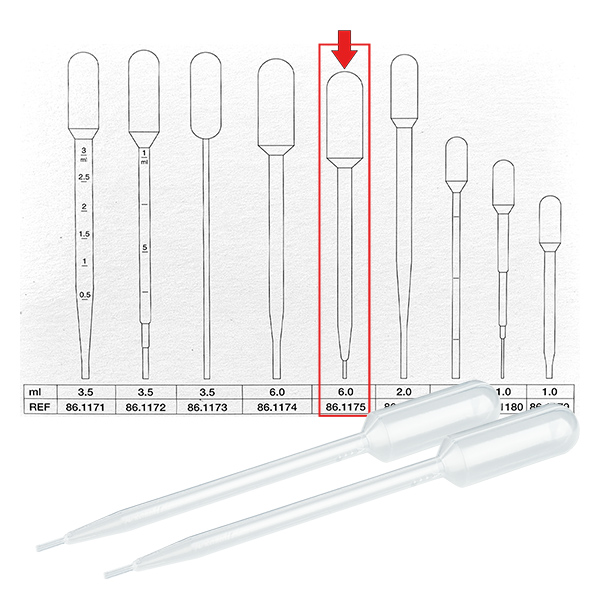 Pipetta di trasferimento, volume nominale: 6 ml, (LxL): 146 x 15 mm, mate Pipetta di trasferimento, volume nominale: 6 ml, (LxL): 146 x 15 mm, mate