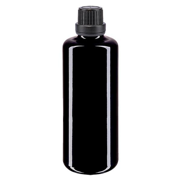 Bottiglia farmacia viol. 50ml tappo a vite nero stretto OV