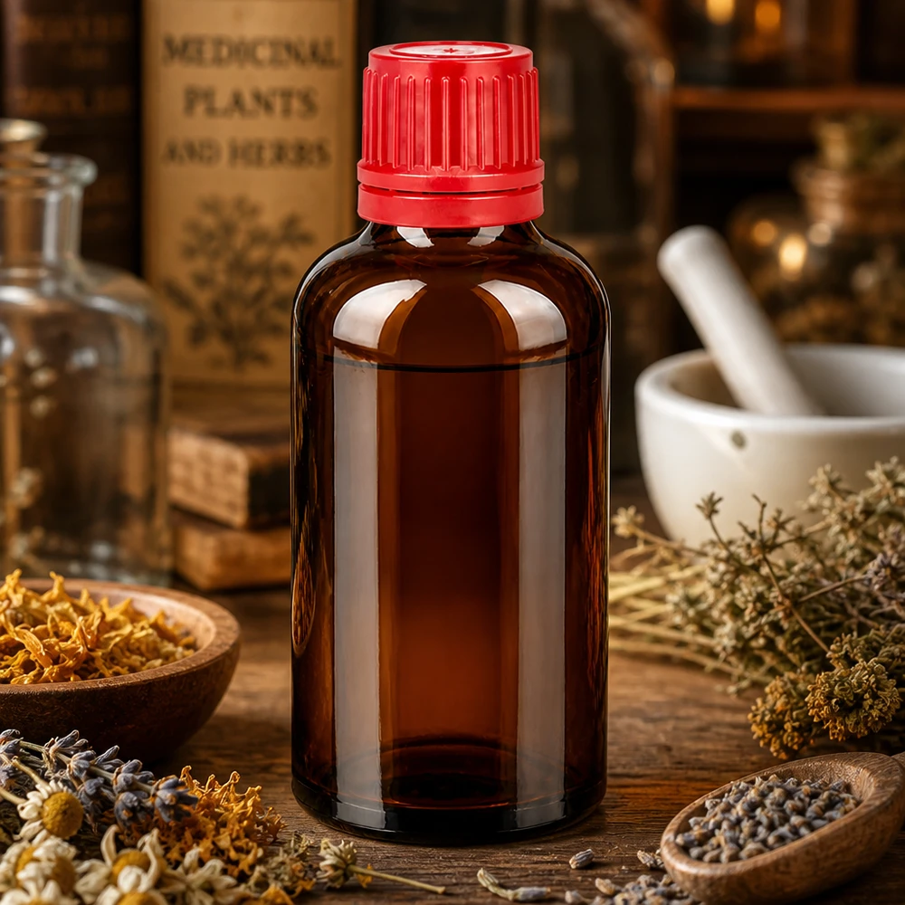 Bottiglia da 50ml 11mm SV rosso OV BrownLine UT18/50 Flacone professionale per farmacisti UT18 Standard da 50 ml con tappo a vite rosso per preparazioni