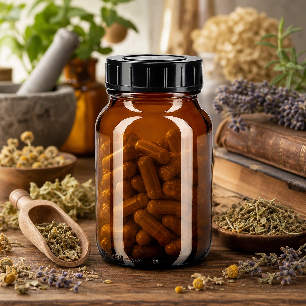 Bottiglia a collo largo da 250 ml in vetro ambrato con tappo a vite Umweltfreundliche 250ml Glasflasche braun mit großer Öffnung für nachhaltige Lagerung