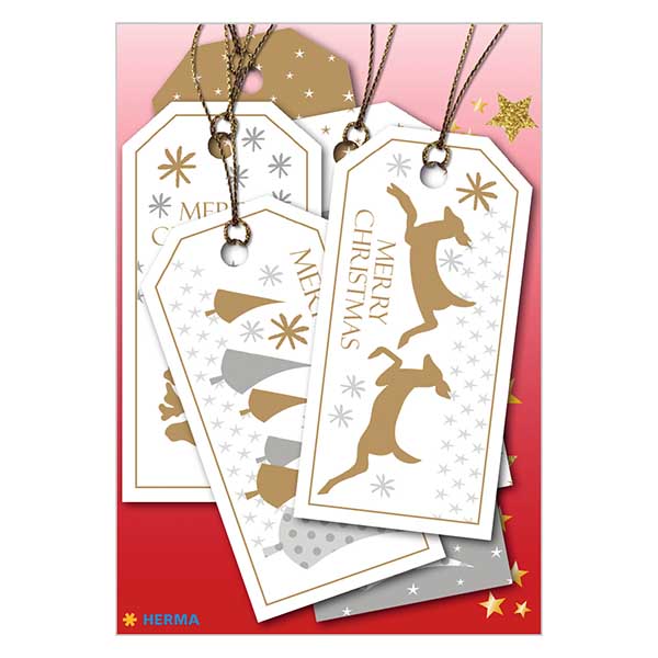 Etichette "Buon Natale" (6 pezzi) con glitter