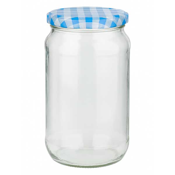 Barattolo rotondo da 1062 ml + coperchio BasicSeal blu/bianco UNiTWIST.