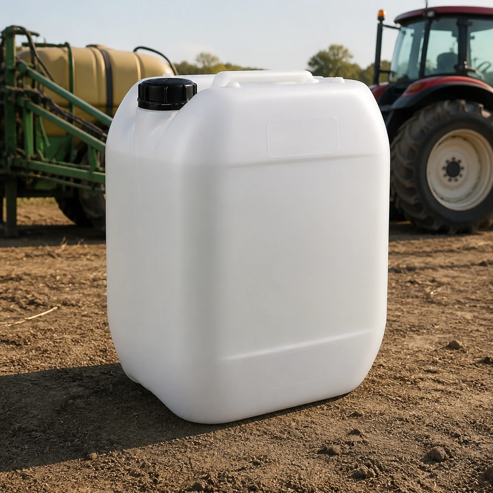 Contenitore Agrarkanister da 10 litri, bianco, con tappo originale, per prodotti fitosanitari da utilizzare in campo