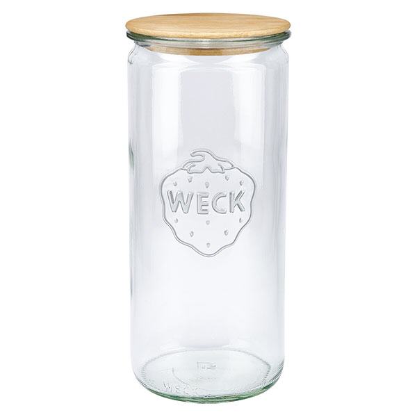 Vaso cilindrico da 1040 ml WECK RR80 con coperchio in legno