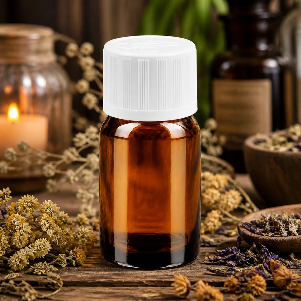 Bottiglia da 5ml 11mm SV w. STD KiSi BrownLine UT18/5 Flacone in vetro ambrato da 5 ml con tappo di sicurezza per bambini per conservare in modo sicuro gli oli per aromaterapia
