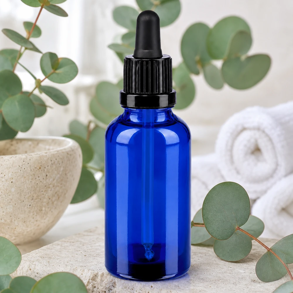 Bottiglia per pipette da 30 ml nera OV BlueLine UT18/30 Robusto flacone in vetro da 30 ml con pipetta nera, perfetto per miscele e sieri fai da te