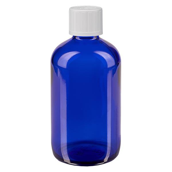 Bottiglia da farmacia blu da 100 ml. SV STD KiSi bianco/11mm ApoGlas