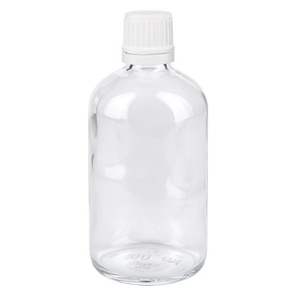 Flacone contagocce trasparente da 100 ml OV bianco/0,7 mm ApoGlas