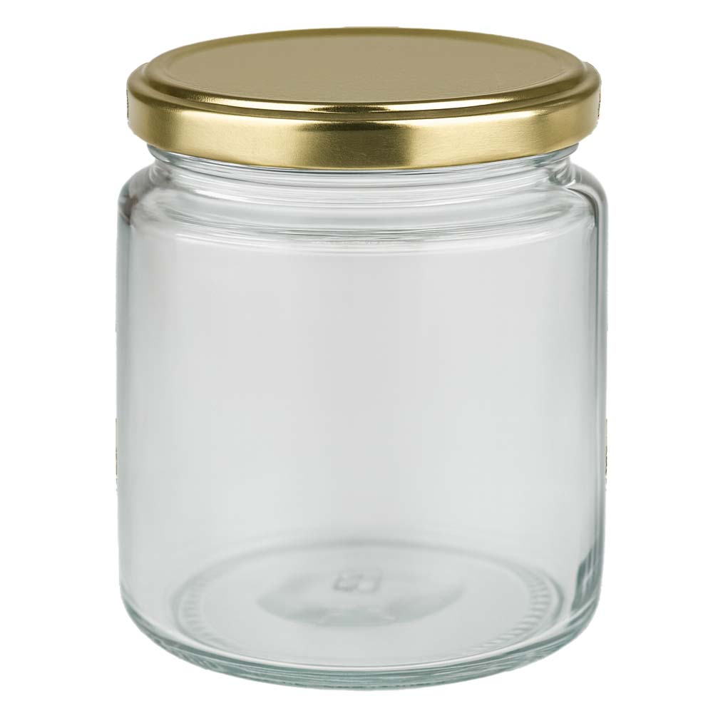 Vasetto per miele da 350 g con capsula dorata BasicSeal UNiTWIST