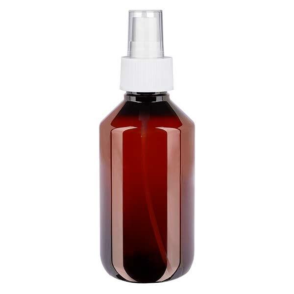 Bottiglia in PET da 200 ml con atomizzatore bianco