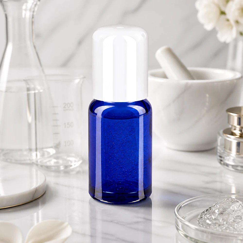 Flacone roll-on da 10 ml bianco STD BlueLine UT18/10 Flacone in vetro blu premium 10ml STD BlueLine per applicazioni cosmetiche professionali