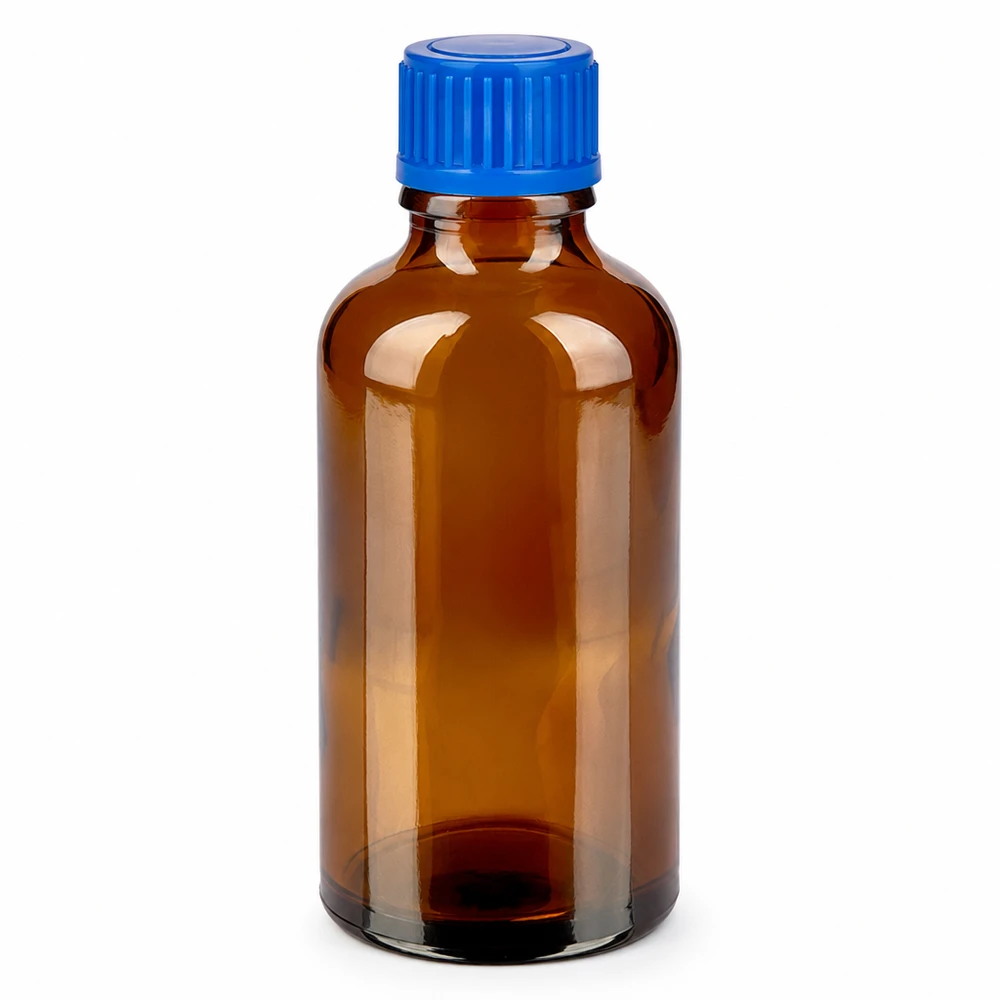 Bottiglia da 50ml 11mm SV blu STD BrownLine UT18/50 Flacone farmaceutico da 50 ml con tappo blu per la conservazione sicura dei liquidi