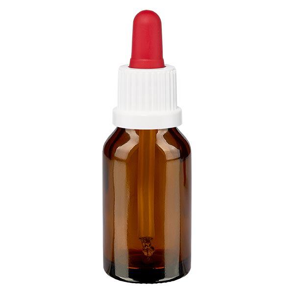 Bottiglia per pipette marrone da 30ml OV bianco/rosso ApoGlas Bottiglia per pipette marrone da 30ml OV bianco/rosso ApoGlas