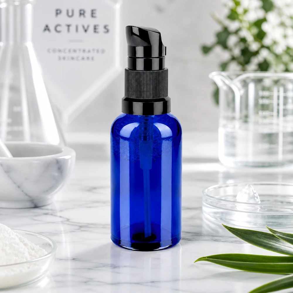 Flacone a pompa da 50 ml nero STD BlueLine UT18/50 Flacone professionale da 50 ml con pompa dosatrice precisa per saloni di bellezza STD BlueLine UT18/50