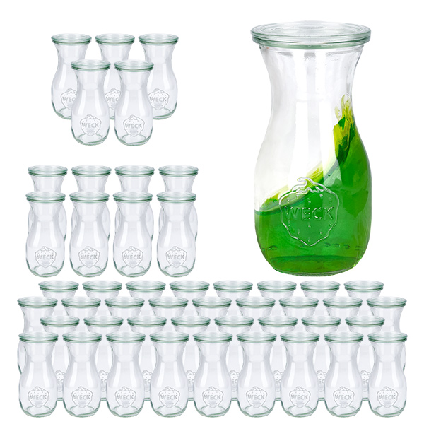 Set di 48 barattoli Weck da 290 ml con 48 coperchi in vetro
