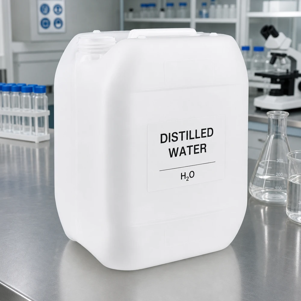 Tanica 10 litri senza tappo Contenitore da laboratorio da 10 litri per acqua distillata H₂O, in HDPE bianco, senza tappo