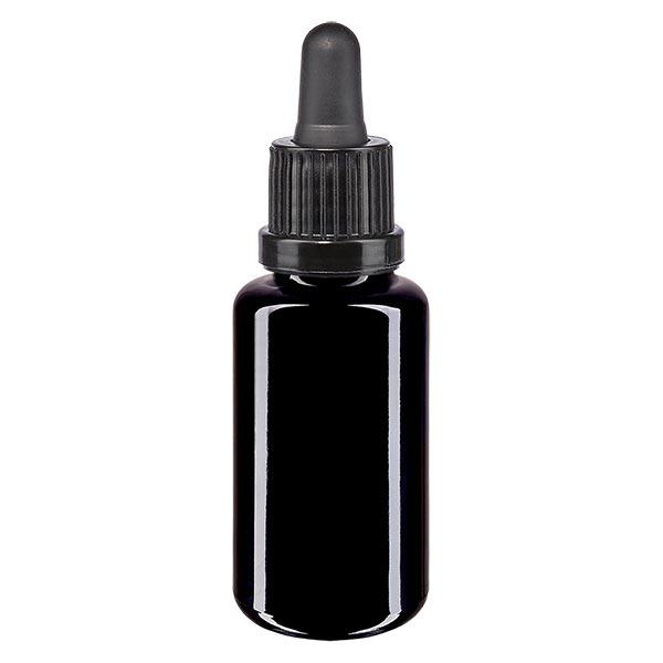 Bottiglia da farmacia viola 20ml pipetta nera OV