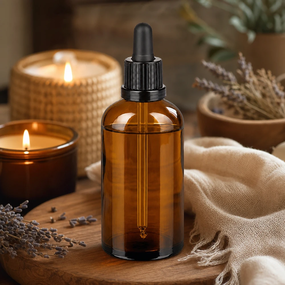 Flacone contagocce da 100 ml marrone con collo filettato UT18 per tinture ed essenze