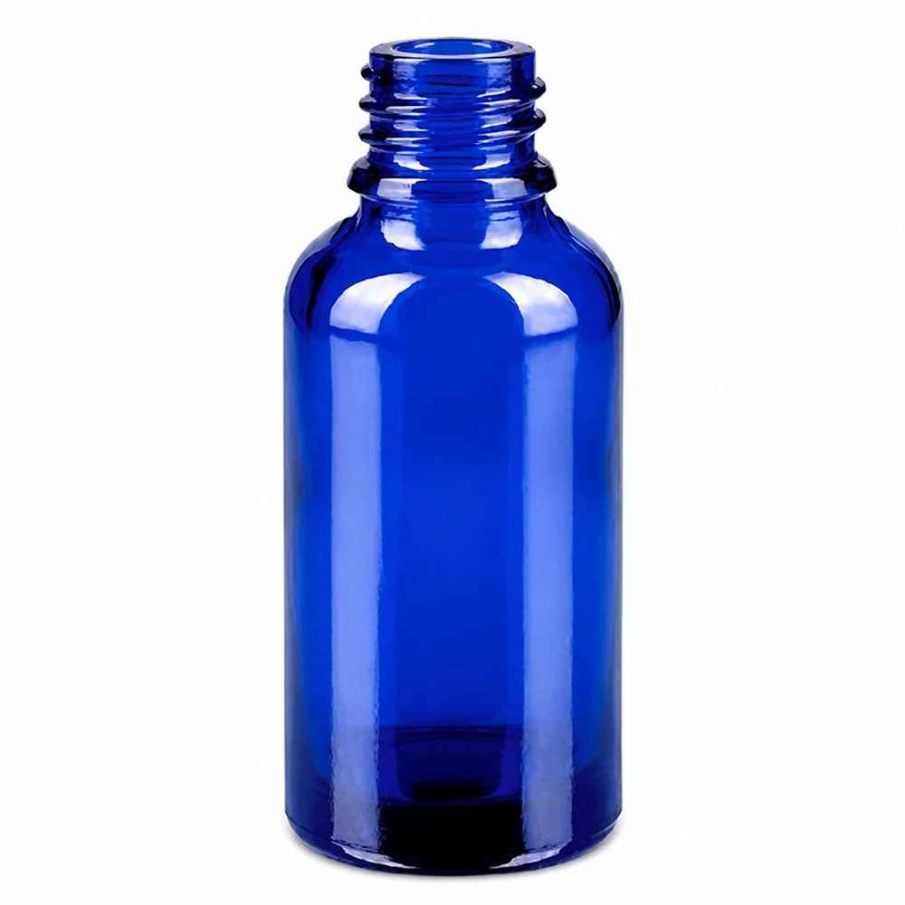 Flacone roll-on da 30 ml bianco STD BlueLine UT18/30 Il flacone STD BlueLine da 30 ml in vetro blu protegge il contenuto dai raggi UV.