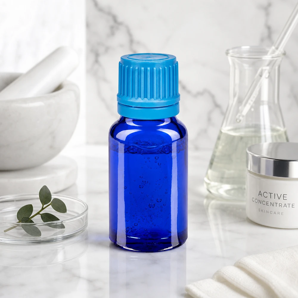 Flacone da 10ml 11mm SV blu OV BlueLine UT18/10 Flacone in vetro da 10 ml dalla forma ergonomica con tappo a vite antiscivolo