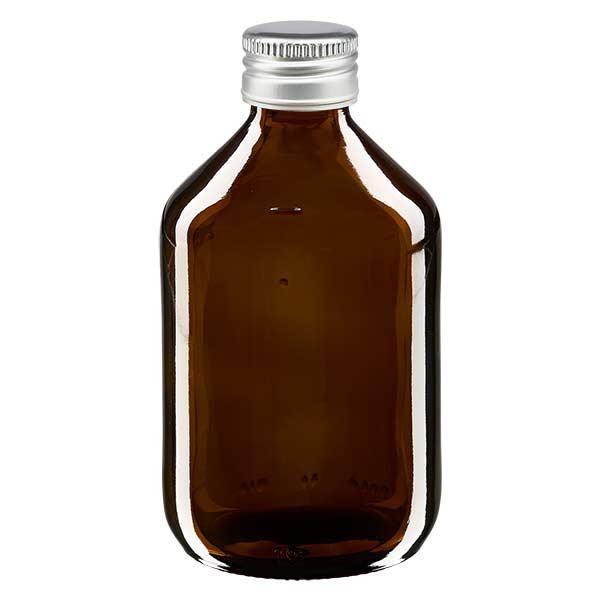 Bottiglia per medicinali da 300 ml marrone, con tappo in alluminio argentato