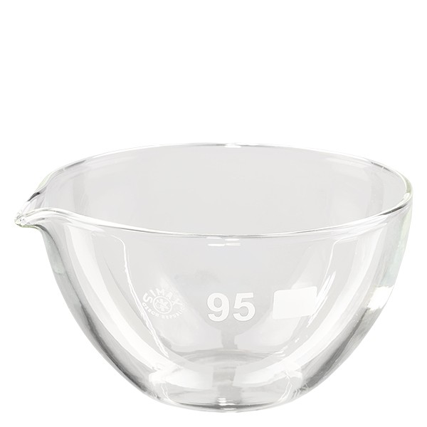 Piatto di evaporazione da 170ml con beccuccio in borosilicato ø95mm Piatto di evaporazione da 170ml con beccuccio in borosilicato ø95mm