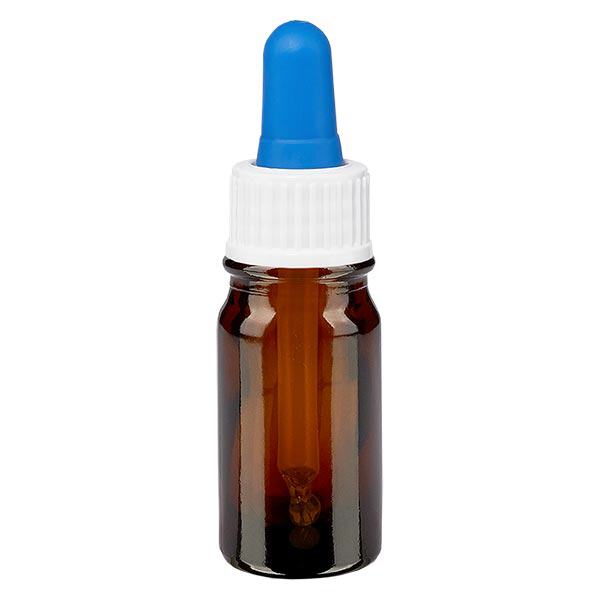 Bottiglia per pipetta marrone da 5ml OV bianco/blu ApoGlas Bottiglia per pipetta marrone da 5ml OV bianco/blu ApoGlas