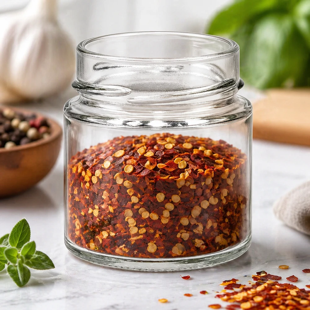 UNiTWIST Runda135 - Barattolo rotondo capacità 135ml TO58deep UNiTWIST Runda135 barattolo rotondo 135ml riempito con miscela di spezie al peperoncino TO58deep coperchio spezie cucina di stoccaggio