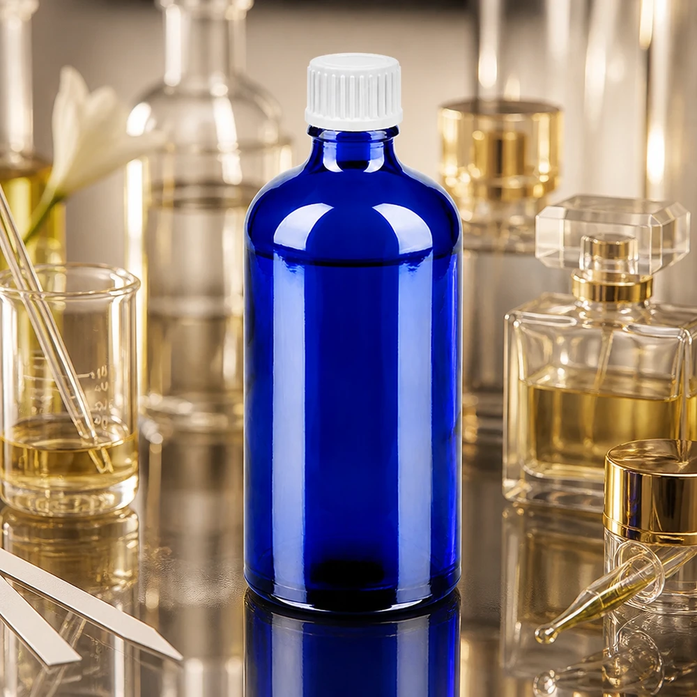 Flacone contagocce da 100 ml 0,9 mm bianco STD BlueLine UT18/100 Flacone contagocce ergonomico da 100 ml in blu con tappo bianco per una facile manipolazione