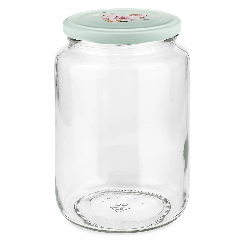 795ml vaso rotondo + coperchio BasicSeal cuore menta UNiTWIST Barattolo rotondo da 795 ml con coperchio BasicSeal alla menta Design a cuore Barattolo per conserve Barattolo di vetro con tappo a vite
