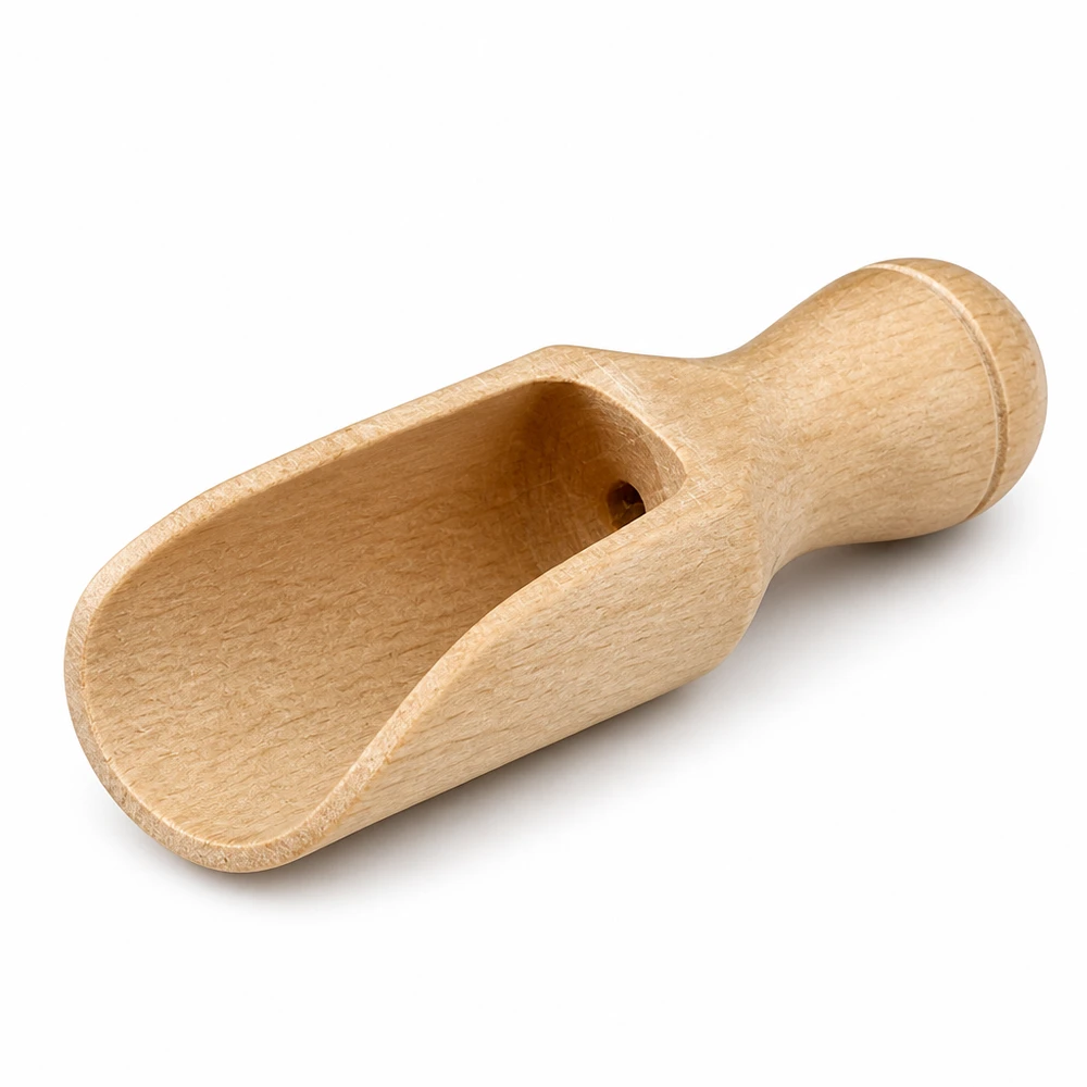 Misurino in legno XS in legno di faggio con impugnatura ergonomica e misurino semicircolare per un dosaggio preciso delle spezie