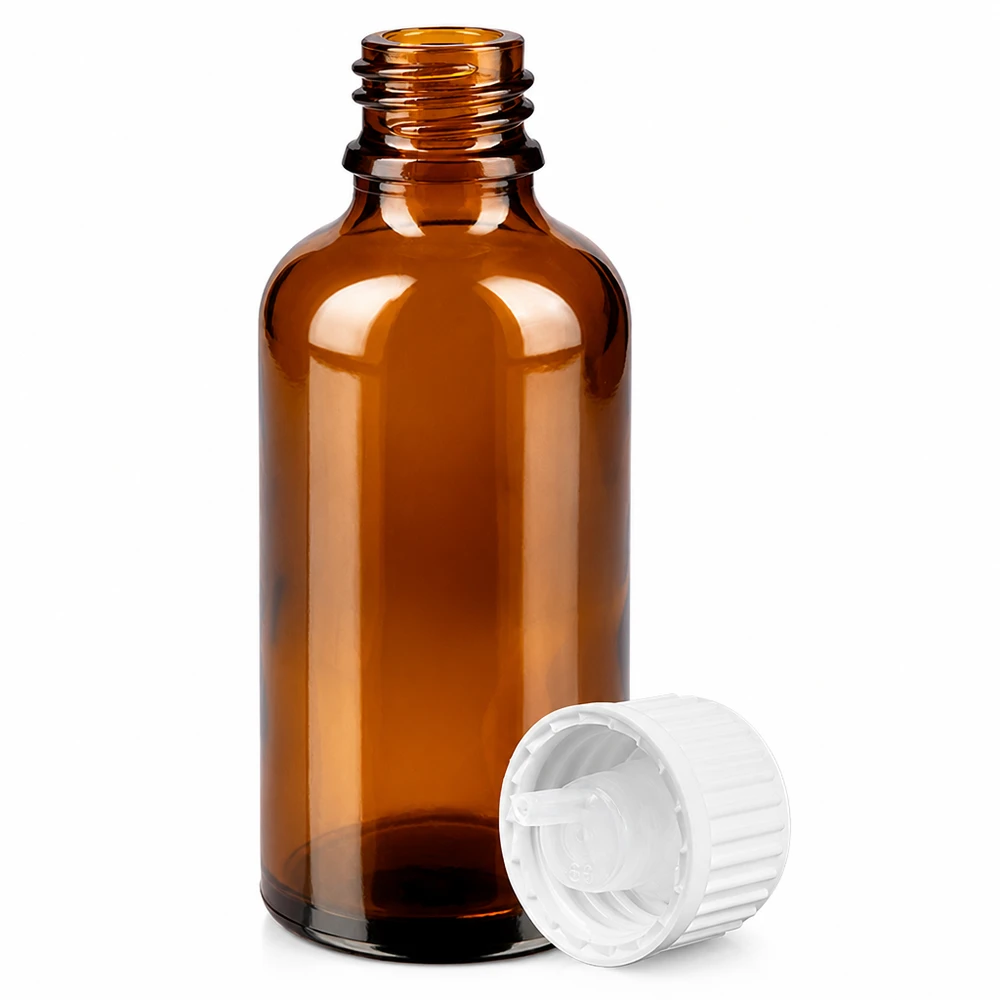 Flacone contagocce da 50 ml 0,9 mm bianco STD BrownLine UT18/50 Piccola bottiglia in vetro BrownLine da 50 ml con inserto contagocce bianco ideale per oli essenziali e tinture
