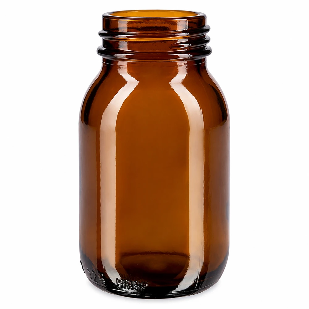 Bottiglia a collo largo da 125 ml in vetro ambrato Flacone a collo largo da 125 ml in vetro ambrato per farmaci e integratori alimentari