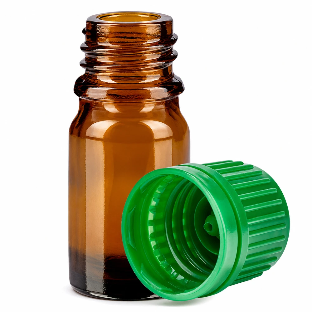 Bottiglia da 5ml 11mm SV verde OV BrownLine UT18/5 Flacone da 5 ml in vetro ambrato con filettatura da 11 mm e tappo verde per un dosaggio preciso