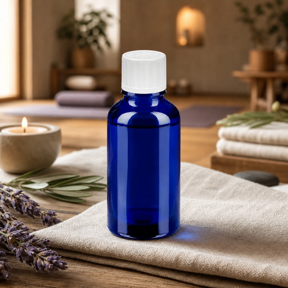 Bottiglia da 30ml 11mm SV w. STD KiSi BlueLine UT18/30 Versatile flacone in vetro da 30 ml per sieri cosmetici naturali, tinture e applicazioni farmaceutiche
