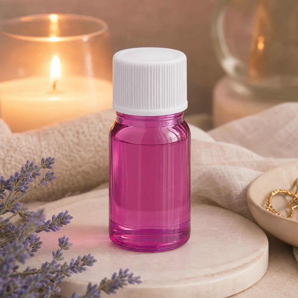 Bottiglia da 5ml con tappo a vite 11mm bianco standard PurpleLine UT18/5 Elegante flacone da 5 ml in vetro speciale viola con coperchio bianco per ingredienti di alta qualità
